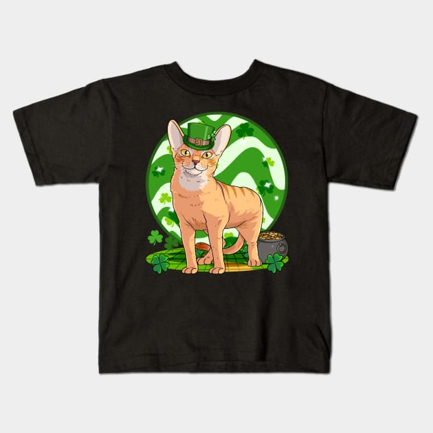 Abyssinian Cat St Patricks Day Leprechaun Kids T-Shirt by Noseking